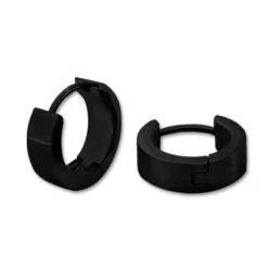 Klapp-creolen|Klapp-creolen|Elfen Schmuck Schwarze Creolen Edelstahl 13 x 4 mm mattiert