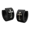 Klapp-creolen|Klapp-Creolen|Elfen Schmuck Schwarze Klapp-Creolen aus Edelstahl mit Kreuz