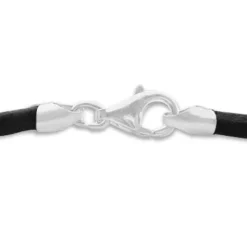 Herrenketten|Damenketten|Elfen Schmuck Schwarzes Lederband 3 mm 50 cm mit 925 Silber Verschluss
