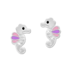 Ohrstecker|Silber Ohrstecker|Elfen Schmuck Seepferdchen Kinder Ohrringe rosa lila 925 Silber