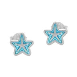 Ohrstecker|Ohrstecker|Elfen Schmuck Seestern Ohrringe hellblau 925 Silber