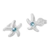 Ohrstecker|Ohrstecker|Elfen Schmuck Seestern Ohrstecker mit aqua blauem Kristall 925 Silber