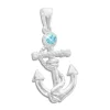 Anhänger Für Damen|Silber Anhänger|Elfen Schmuck Silber Anhänger Anker mit aqua blauem Strass Stein 925 Silber