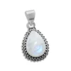 Anhänger Für Damen|Edelstein Anhänger In Silber|Elfen Schmuck Silberanhänger Mondstein Tropfen mit Kugel Rand 925 Silber