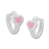 Klapp-creolen|Silber Klapp-Creolen|Elfen Schmuck Silber Creolen für Kinder Herz rosa 925 Silber