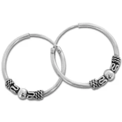 Creolen|Creolen|Elfen Schmuck Silber Creolen mit Kugel 925 Silber 20 mm Gothic Schmuck
