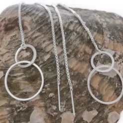 Durchzieher|Silber Durchzieher|Elfen Schmuck Silber Ohrringe Durchzieher mit Ringen 925 Silber