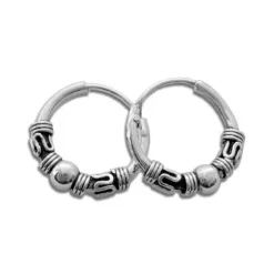 Creolen|Creolen|Elfen Schmuck Silberschmuck Creolen mit Kugeln 925 Silber 12 mm