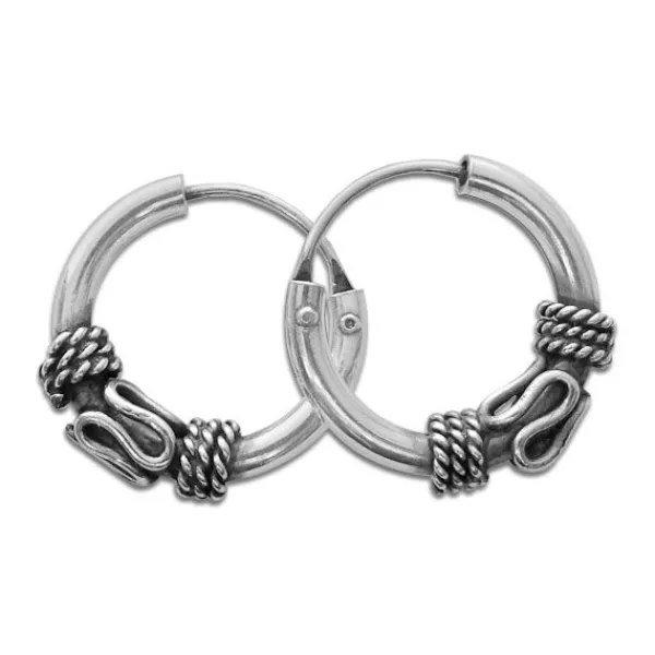 Creolen|Creolen|Elfen Schmuck Silberschmuck Gothic Creolen 925 Silber 14 mm Bali