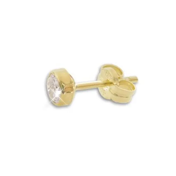 Ohrstecker|Ohrstecker|Elfen Schmuck Single Ohrstecker Gold 333 mit Zirkonia 4 mm