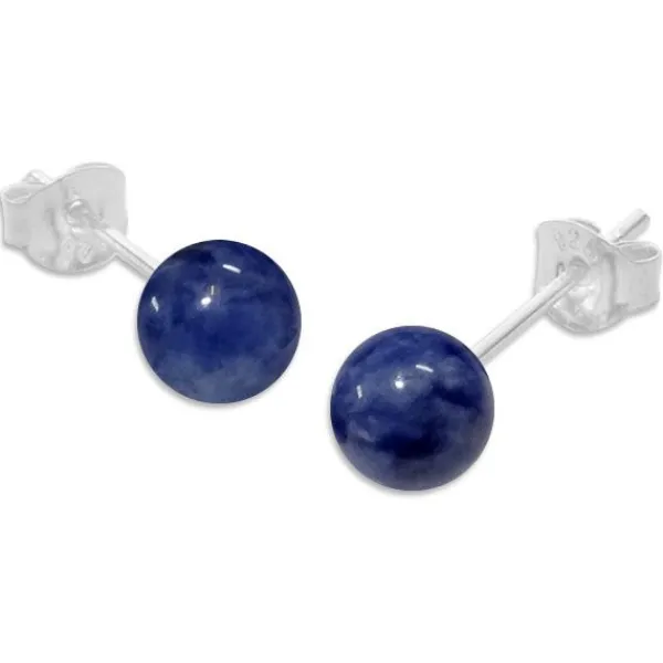 Ohrstecker|Edelstein Ohrringe|Elfen Schmuck Sodalith Ohrstecker 6 mm 925 Silber