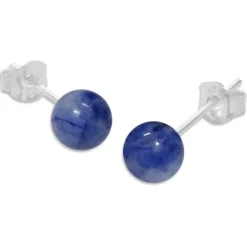 Ohrstecker|Edelstein Ohrringe|Elfen Schmuck Sodalith Ohrstecker 6 mm 925 Silber