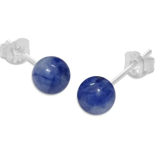 Ohrstecker|Edelstein Ohrringe|Elfen Schmuck Sodalith Ohrstecker 6 mm 925 Silber