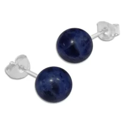 Ohrstecker|Edelstein Ohrringe|Elfen Schmuck Sodalith Ohrstecker 8 mm 925 Silber