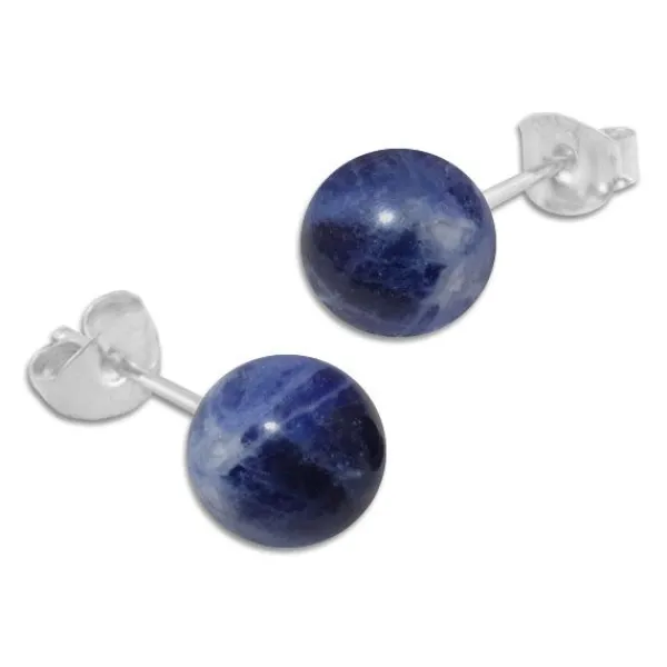Ohrstecker|Edelstein Ohrringe|Elfen Schmuck Sodalith Ohrstecker 8 mm 925 Silber