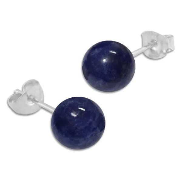 Ohrstecker|Edelstein Ohrringe|Elfen Schmuck Sodalith Ohrstecker 8 mm 925 Silber