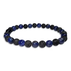 Damenarmbänder|Kugelarmbänder|Elfen Schmuck Sodalith und Lava Kugel Armband 6 mm 19 cm