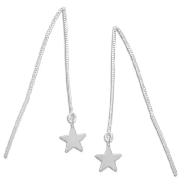 Durchzieher|Silber Durchzieher|Elfen Schmuck Stern Ohrringe zum Durchziehen 925 Silber