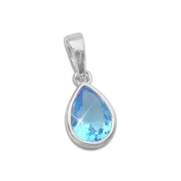 Anhänger Für Damen|Silber Anhänger|Elfen Schmuck Strass Anhänger Tropfen aquamarin blau 925 Silber