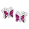 Ohrstecker|Silber Ohrstecker|Elfen Schmuck Strass Ohrstecker Schmetterling fuchsia pink 925 Silber