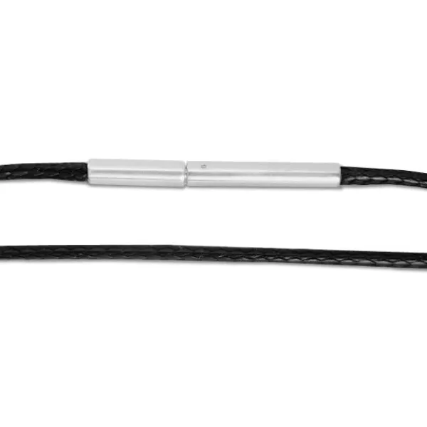Damenketten|Elfen Schmuck Textilband schwarz 45 cm mit Edelstahl Bajonett-Verschluss