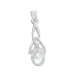 Anhänger Für Damen|Edelstein Anhänger In Silber|Elfen Schmuck Triquetra Anhänger mit Mondstein 925 Silber