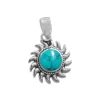 Anhänger Für Damen|Edelstein Anhänger In Silber|Elfen Schmuck Türkis Anhänger Sonne 925 Silber
