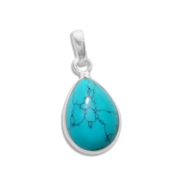 Anhänger Für Damen|Edelstein Anhänger In Silber|Elfen Schmuck Türkis Anhänger Tropfen 925 Silber