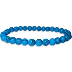 Damenarmbänder|Kugelarmbänder|Elfen Schmuck Türkis blau Kugel Armband 6 mm 18,5 cm