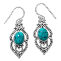 Ohrhänger|Edelstein Ohrringe|Elfen Schmuck Türkis Ohrringe filigran Boho Design 925 Silber