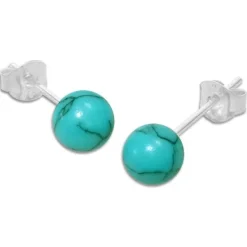Ohrstecker|Edelstein Ohrringe|Elfen Schmuck Türkis Ohrstecker 6 mm 925 Silber