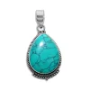 Anhänger Für Damen|Edelstein Anhänger In Silber|Elfen Schmuck Türkis Tropfen Anhänger Boho-Stil filigran 925 Silber