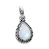 Anhänger Für Damen|Edelstein Anhänger In Silber|Elfen Schmuck Tropfen Mondstein Anhänger mit filigranem Rand 925 Silber