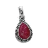 Anhänger Für Damen|Edelstein Anhänger In Silber|Elfen Schmuck Tropfen Rubinquarz Anhänger mit filigranem Rand 925 Silber