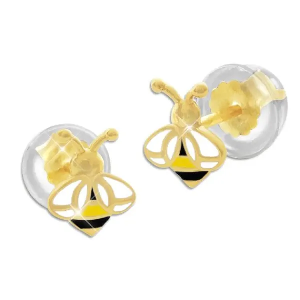 Ohrstecker|Silber Ohrstecker|Elfen Schmuck Vergoldete Ohrstecker Biene für Kinder 925 Silber