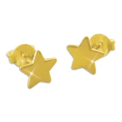 Ohrstecker|Ohrstecker|Elfen Schmuck Vergoldete Ohrstecker mit Sternen 7 mm 925 Silber