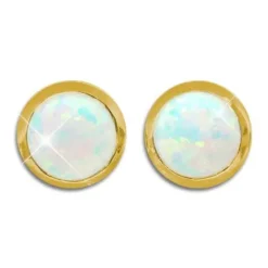 Ohrstecker|Silber Ohrstecker|Elfen Schmuck Vergoldete Opal Ohrstecker 10 mm rund 925 Silber