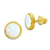 Ohrstecker|Silber Ohrstecker|Elfen Schmuck Vergoldete Opal Ohrstecker 8 mm rund 925 Silber