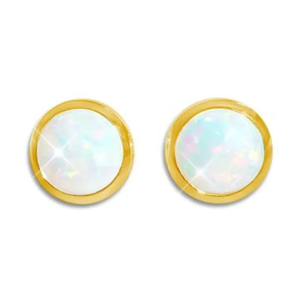 Ohrstecker|Silber Ohrstecker|Elfen Schmuck Vergoldete Opal Ohrstecker 8 mm rund 925 Silber