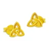 Ohrstecker|Silber Ohrstecker|Elfen Schmuck Vergoldete Triquetra Ohrstecker glänzend 925 Silber