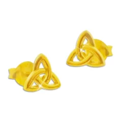 Ohrstecker|Silber Ohrstecker|Elfen Schmuck Vergoldete Triquetra Ohrstecker glänzend 925 Silber