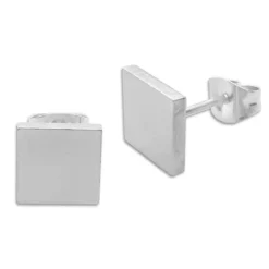 Ohrstecker|Ohrstecker|Elfen Schmuck Viereckige Ohrringe Edelstahl 8 x 8 mm glänzend