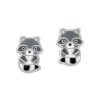 Ohrstecker|Silber Ohrstecker|Elfen Schmuck Waschbär Ohrstecker mit Glitzer 925 Silber