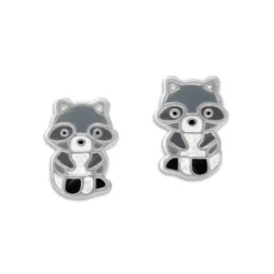 Ohrstecker|Silber Ohrstecker|Elfen Schmuck Waschbär Ohrstecker mit Glitzer 925 Silber