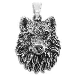 Anhänger Für Herren|Silber Anhänger|Elfen Schmuck Wolfskopf Anhänger 925 Silber