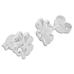 Ohrstecker|Silber Ohrstecker|Elfen Schmuck Zarte Kleeblätter Ohrstecker mit Strass Stein 925 Silber