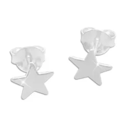 Ohrstecker|Ohrstecker|Elfen Schmuck Zarte Stern Ohrstecker glänzend 6,5 mm 925 Silber