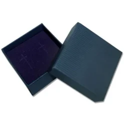 Ohrring Etuis|Elfen Schmuck Geschenkschachtel für Ohrringe blau mit Rillen 41 x 41 x 20 mm
