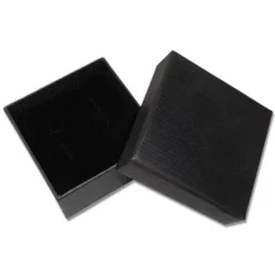 Ohrring Etuis|Elfen Schmuck Geschenkschachtel für Ohrringe schwarz mit Rillen 41 x 41 x 20 mm