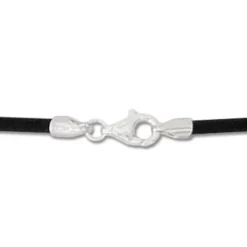 Kinderketten|Damenketten|Elfen Schmuck Kautschukband 2 mm schwarz 40 cm mit 925 Silber Verschluss